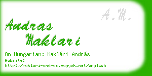 andras maklari business card