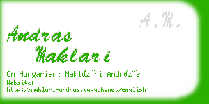 andras maklari business card